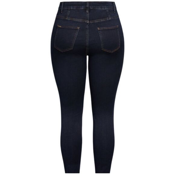 City Chic Plus Size Harley Corset Skinny Jeans, Size 20 Short Dark Rinse— NWOT - Picture 4 of 14